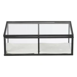 Xenos Sieraden Opbergen|Kerstcadeaus-Sieradendoos met 2 vakken - zwart - 18x9.5x7 cm