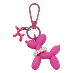 Xenos Selutelhangers-Sleutelhanger hond met parelketting - plastic - 6.5x6.5x1 cm - diverse varianten