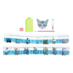 Xenos Diamond Paintings|Kerstcadeaus-Sleutelhanger kat - diamond paint - 7x7 cm