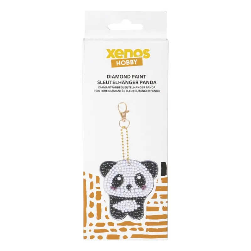Xenos Diamond Paintings-Sleutelhanger panda DIY - zwart/wit