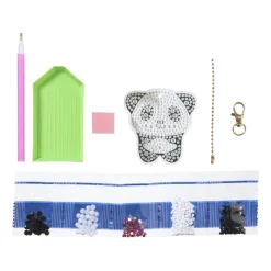 Xenos Diamond Paintings-Sleutelhanger panda DIY - zwart/wit