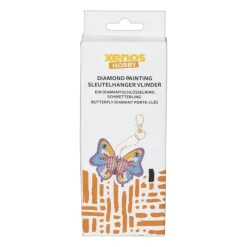 Xenos Diamond Paintings-Sleutelhanger vlinder - diamond paint - 7x7 cm