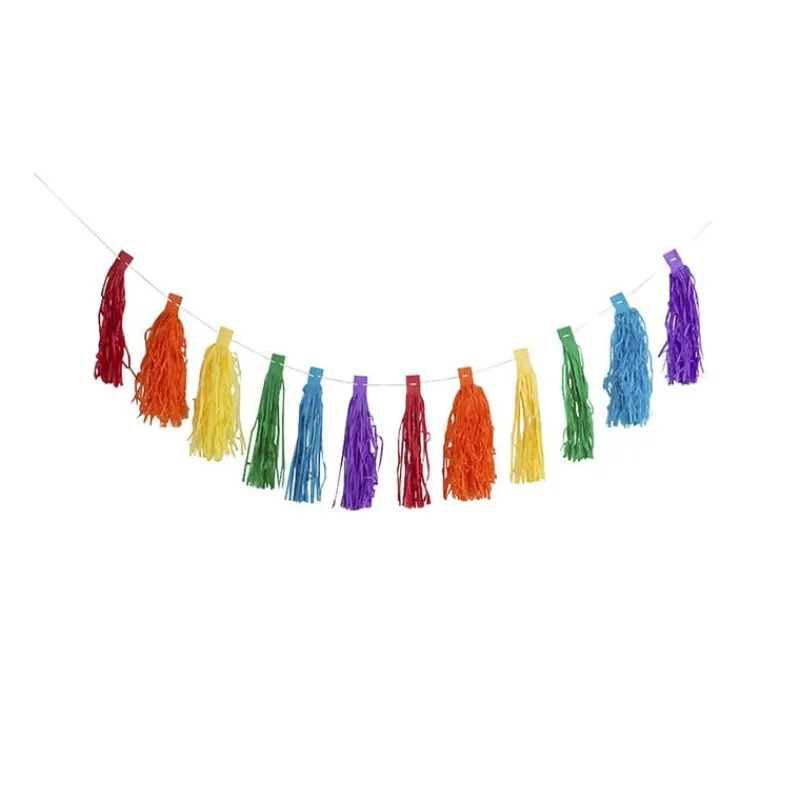 Xenos Slingers|Kinderfeestjes-Slinger tassel regenboog - 3 meter