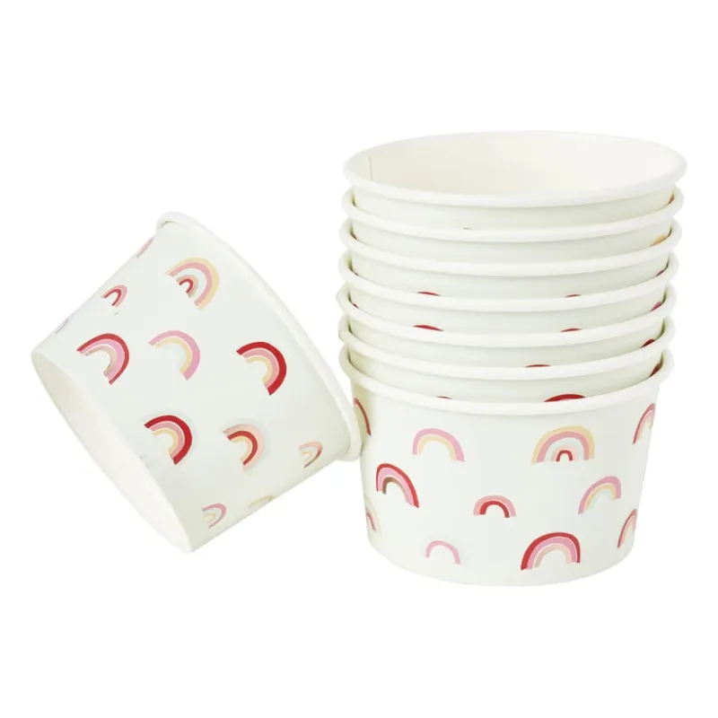 Xenos Wegwerpservies|Kinderfeestjes-Snackcups regenboog - set van 8