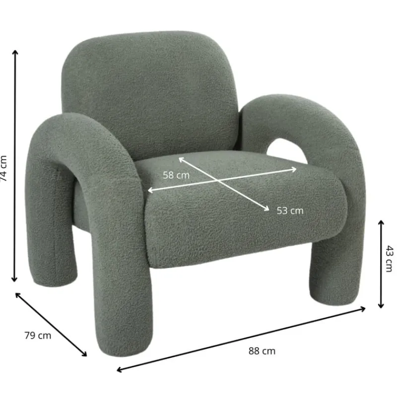 Xenos Fauteuils-Sofa Marilyn - groen - 74x88x79 cm