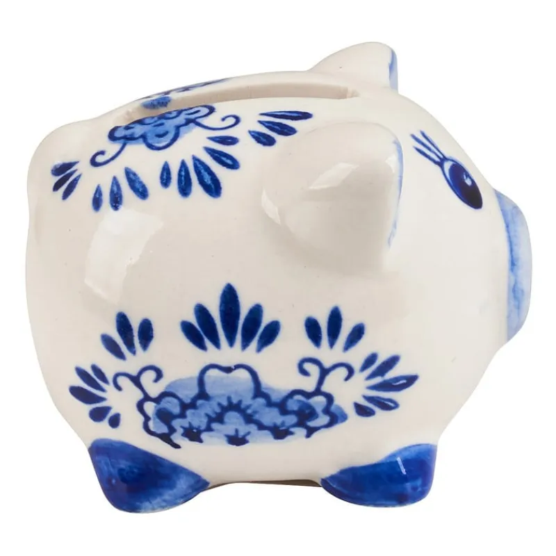 Xenos Kerstcadeaus-Spaarpot mini varken - delfstblauw