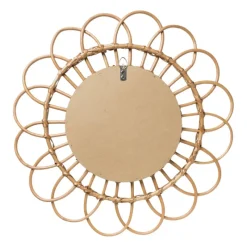 Xenos Wandspiegels-Spiegel bloem - rotan - ø50 cm