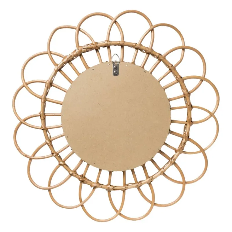 Xenos Wandspiegels-Spiegel bloem - rotan - ø50 cm