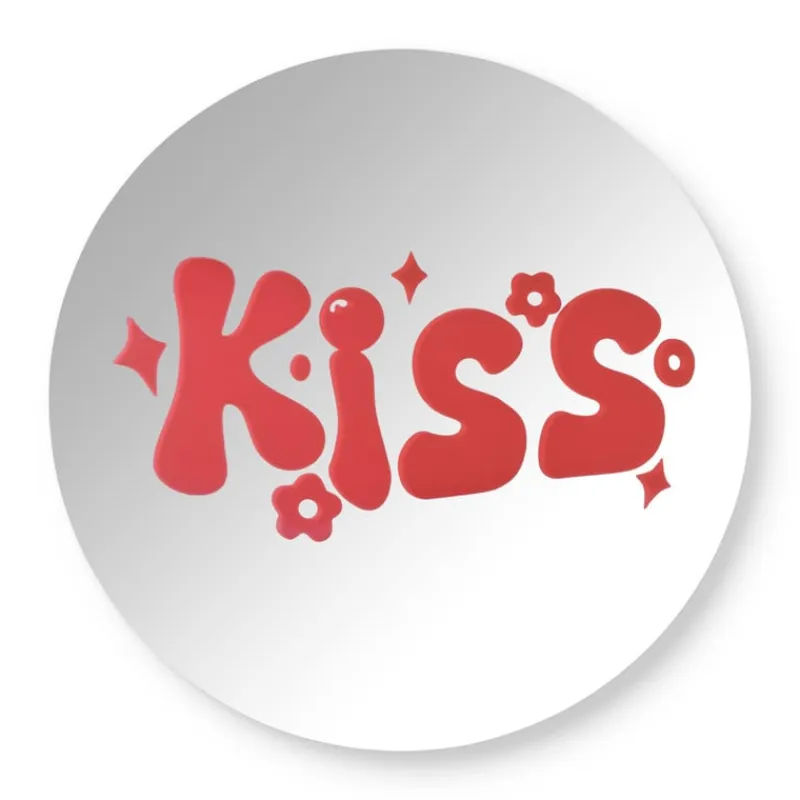 Xenos Wandspiegels-Spiegel kiss - rood - ø30 cm