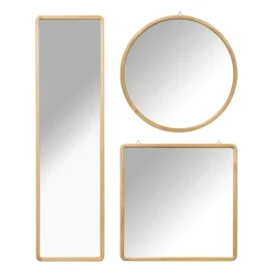 Xenos Wandspiegels-Spiegel Lindt - rond - bruin - ø60 cm