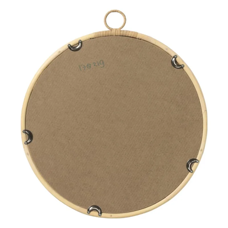 Xenos Kerstcadeaus|Wandspiegels-Spiegel rond - rotan - ø43 cm