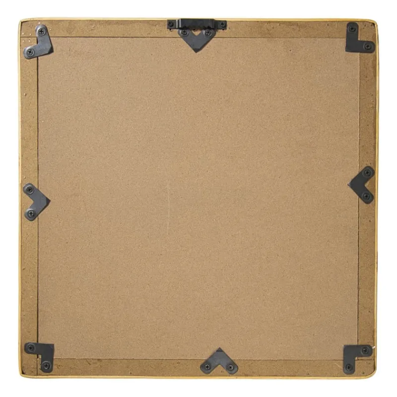 Xenos Wandspiegels-Spiegel rotan vierkant - bruin - 40.5x40.5 cm