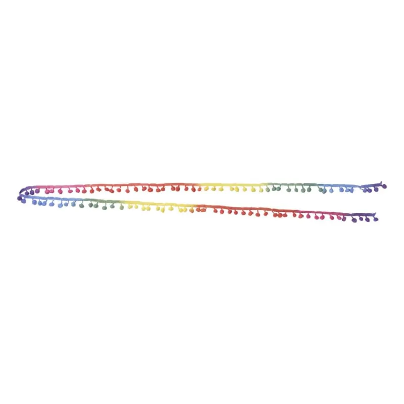 Xenos Knutselspullen-Stoffenband met pompons - set van 2 - 200 cm