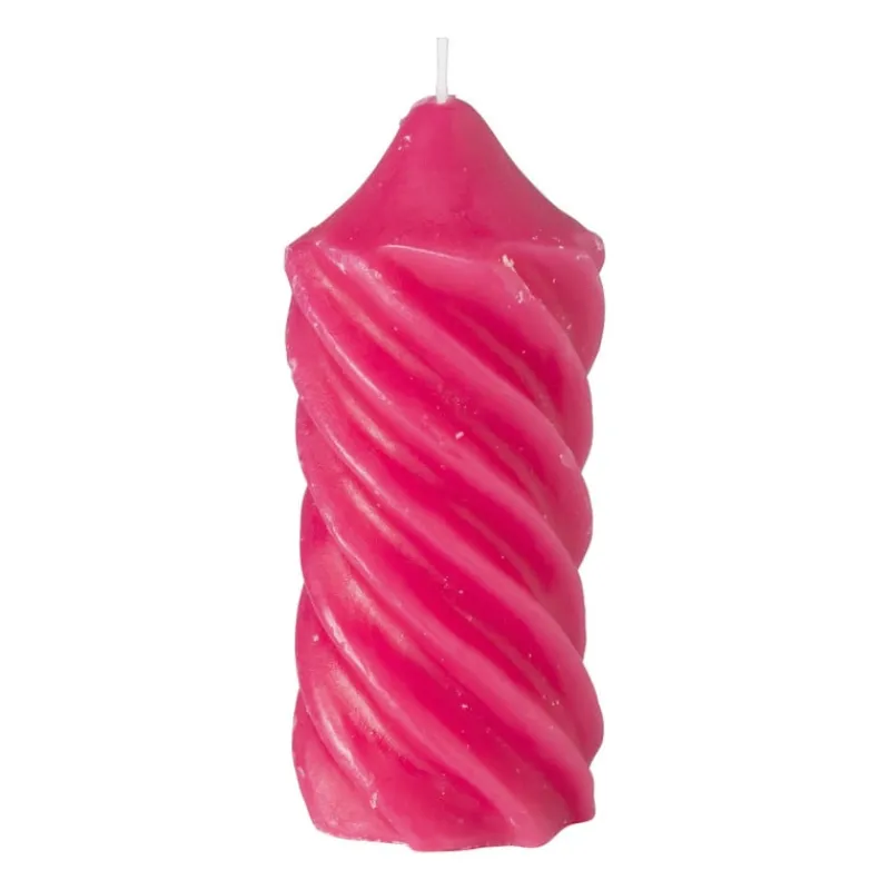 Xenos Stompkaarsen-Stompkaars twist - fuchsia - ø6x15 cm