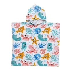 Xenos Strandaccessoires-Strandponcho kids sea life - multikleur - 60x110 cm