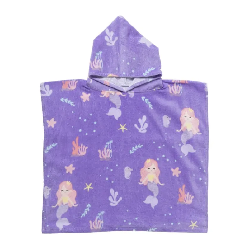 Xenos Strandaccessoires-Strandponcho kids zeemeermin - multikleur - 60x110 cm