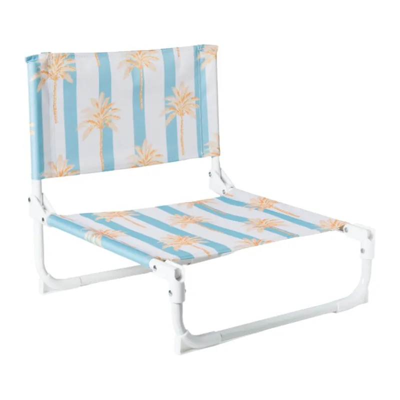 Xenos Strandaccessoires-Strandstoeltje palmboom - blauw/wit - 45x45x46 cm