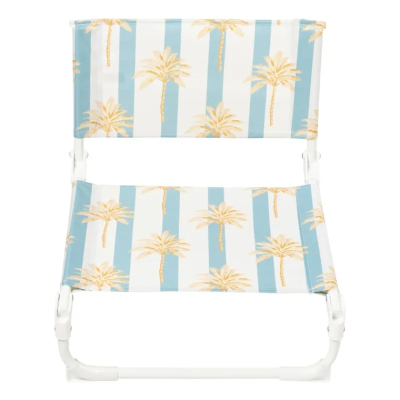 Xenos Strandaccessoires-Strandstoeltje palmboom - blauw/wit - 45x45x46 cm