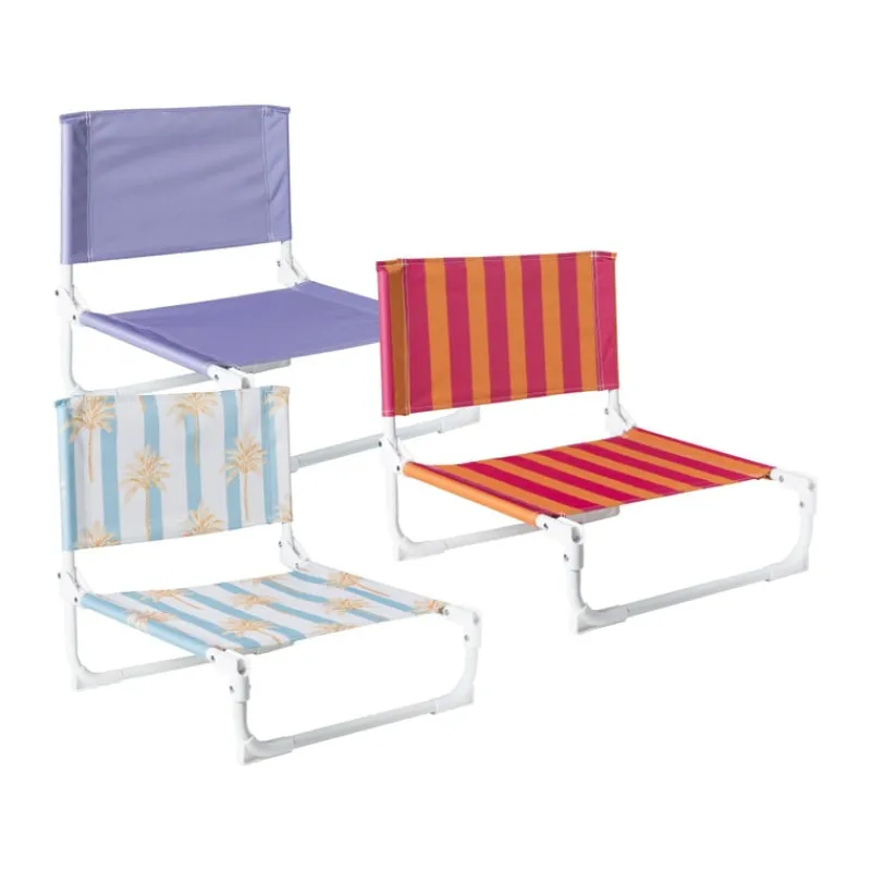 Xenos Strandaccessoires-Strandstoeltje palmboom - blauw/wit - 45x45x46 cm