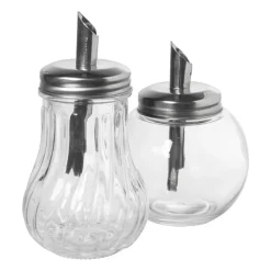 Xenos Koffie Accessoires|Thee Accessoires-Suikerstrooier bol - glas/rvs - ø8.5x12 cm