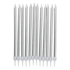 Xenos Taartkaarsjes-Taartkaarsjes - zilver - set van 12