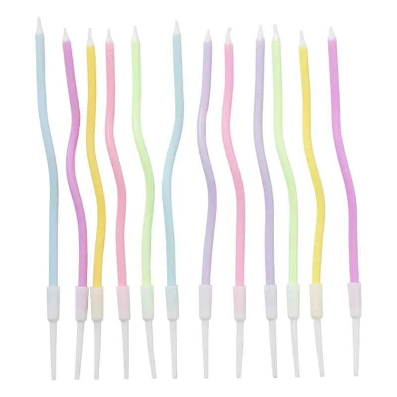 Xenos Taartkaarsjes-Taartkaarsjes gedraaid - set van 12 - ø3x15 cm