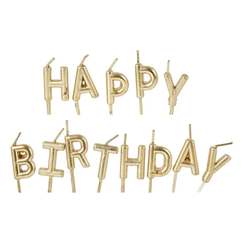 Xenos Taartkaarsjes-Taartkaarsjes happy birthday - goud