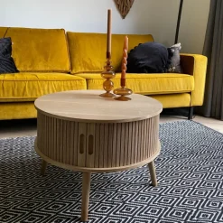 Xenos Salontafels|Kast Met Deuren-Tafel/kast Uppsala rond - naturel - ø60x40 cm