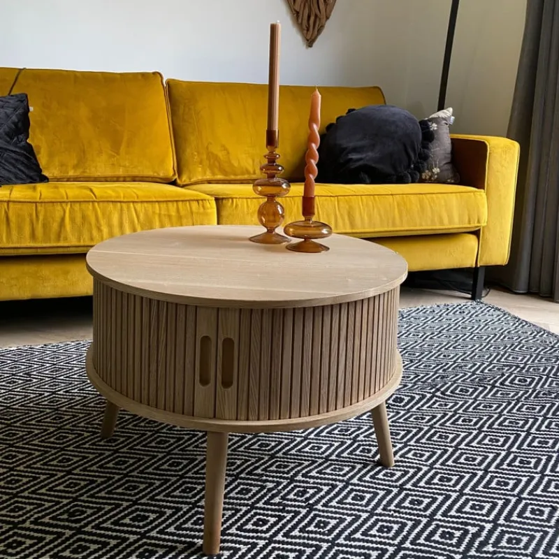 Xenos Salontafels|Kast Met Deuren-Tafel/kast Uppsala rond - naturel - ø60x40 cm