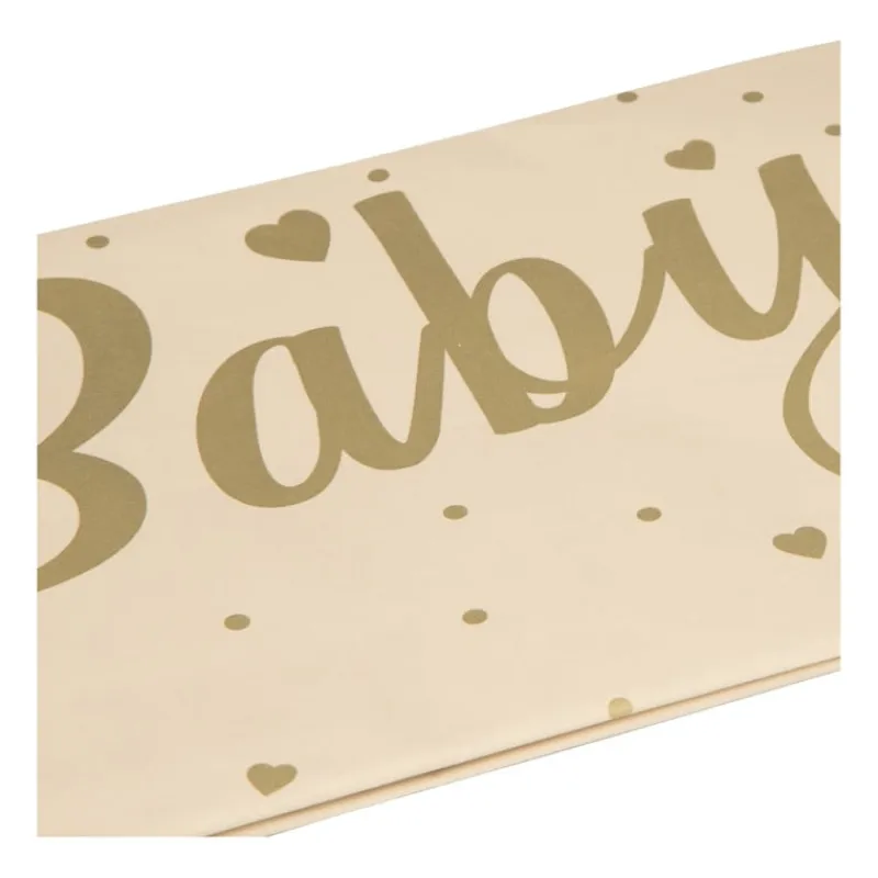 Xenos Wegwerptafelkleden|Babyshower-Tafelkleed baby - bruin/goud - 136x220 cm