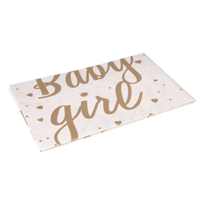 Xenos Wegwerptafelkleden|Babyshower-Tafelkleed baby girl - roze/goud - 136x220 cm