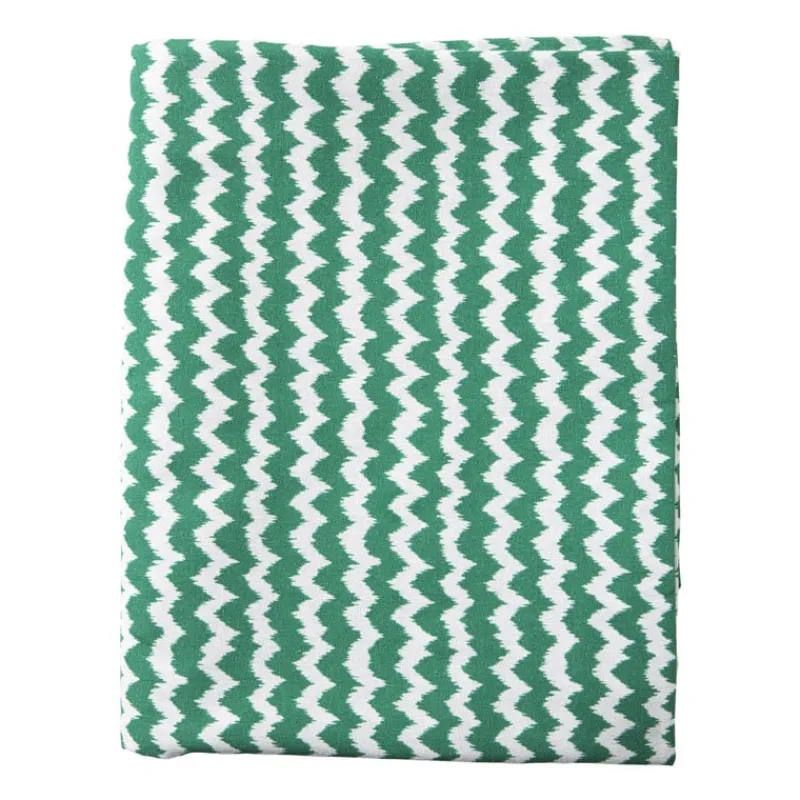 Xenos Tafelkleden-Tafelkleed zigzag - groen/wit - 140x240 cm
