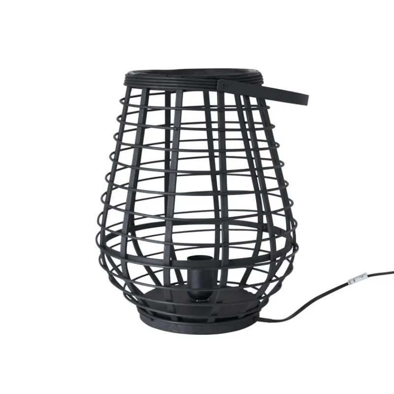 Xenos Tafellampen-Tafellamp bamboe - zwart - Ø28,5x37 cm