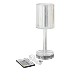Xenos Kerstcadeaus|Tafellampen-Tafellamp kristal - multikleur - 8.5x8.5x24.5 cm
