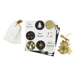 Xenos Kerst Knutselen-Tag en stickerset kerst - zwart/goudkleurig