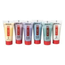 Xenos Verf-Talens acrylverf - metallic - set van 6