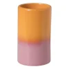Xenos Tandenborstelbekers|Badkamer Accessoires-Tandenborstel beker duo - oranje/roze - ø6.5x11.5 cm