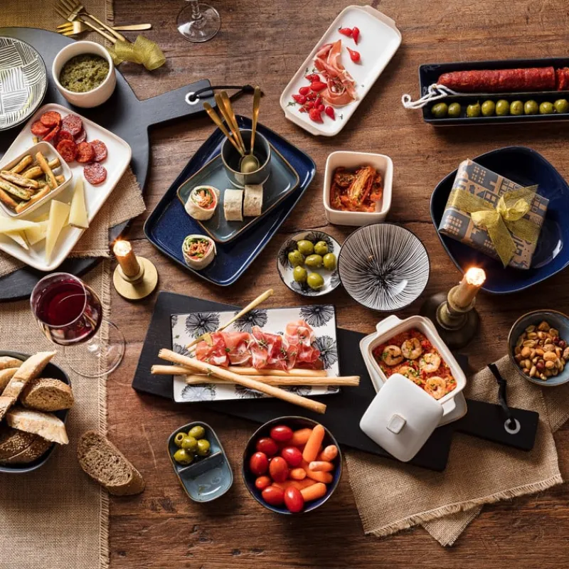 Xenos Sushi Servies|Tapasservies-Tapas bord Sevilla - bloemen - 21.5x12 cm