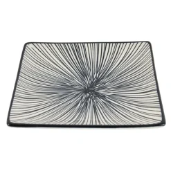Xenos Sushi Servies|Tapasservies-Tapas bord Sevilla - zwarte lijnen - 15x15 cm