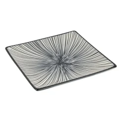 Xenos Sushi Servies|Tapasservies-Tapas bord Sevilla - zwarte lijnen - 15x15 cm