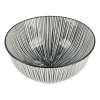 Xenos Sushi Servies|Tapasservies-Tapas rijstschaaltje Sevilla - zwarte lijnen - ø11.5x5.8 cm