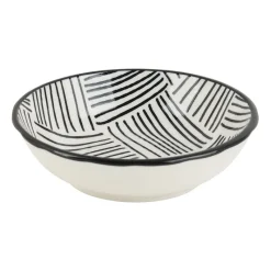 Xenos Sushi Servies|Tapasservies-Tapas sausschaaltje Sevilla - zwarte streepjes - ø9x2.5 cm