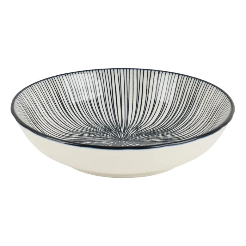Xenos Sushi Servies|Tapasservies-Tapas schaaltje Sevilla - zwarte lijnen - ø14x3.5 cm