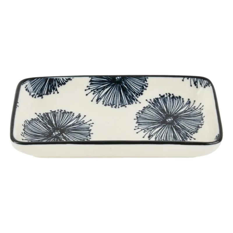 Xenos Sushi Servies|Tapasservies-Tapas schaaltje Sevilla rechthoekig - bloemen - 12.5x6x5 cm