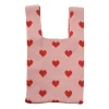 Xenos Kerstcadeaus-Tas hartjes - roze/rood - 20x34cm
