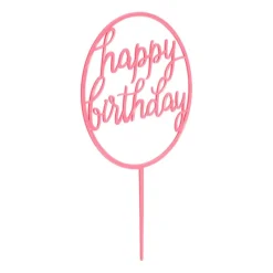 Tasty Me Cake Toppers-cake topper - Happy Birthday rond - roze