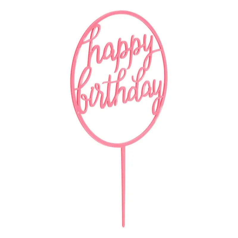 Tasty Me Cake Toppers-cake topper - Happy Birthday rond - roze