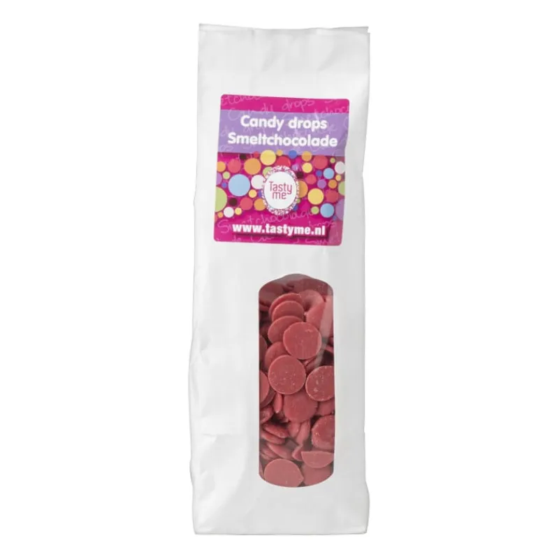 Tasty Me Taartdecoratie-candy drops/smeltchocolade - roze - 300 gram