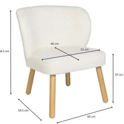 Xenos Fauteuils-Teddy fauteuil - Troyes - wit - 68.5x60x59.5 cm