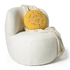 Xenos Fauteuils-Teddy fauteuil - wit - ø73.5x71.5 cm